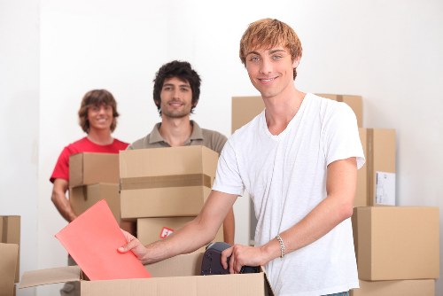 Careful loading of office items for a commercial move