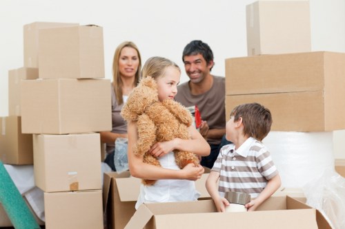 Professional movers handling furniture for a local removals job